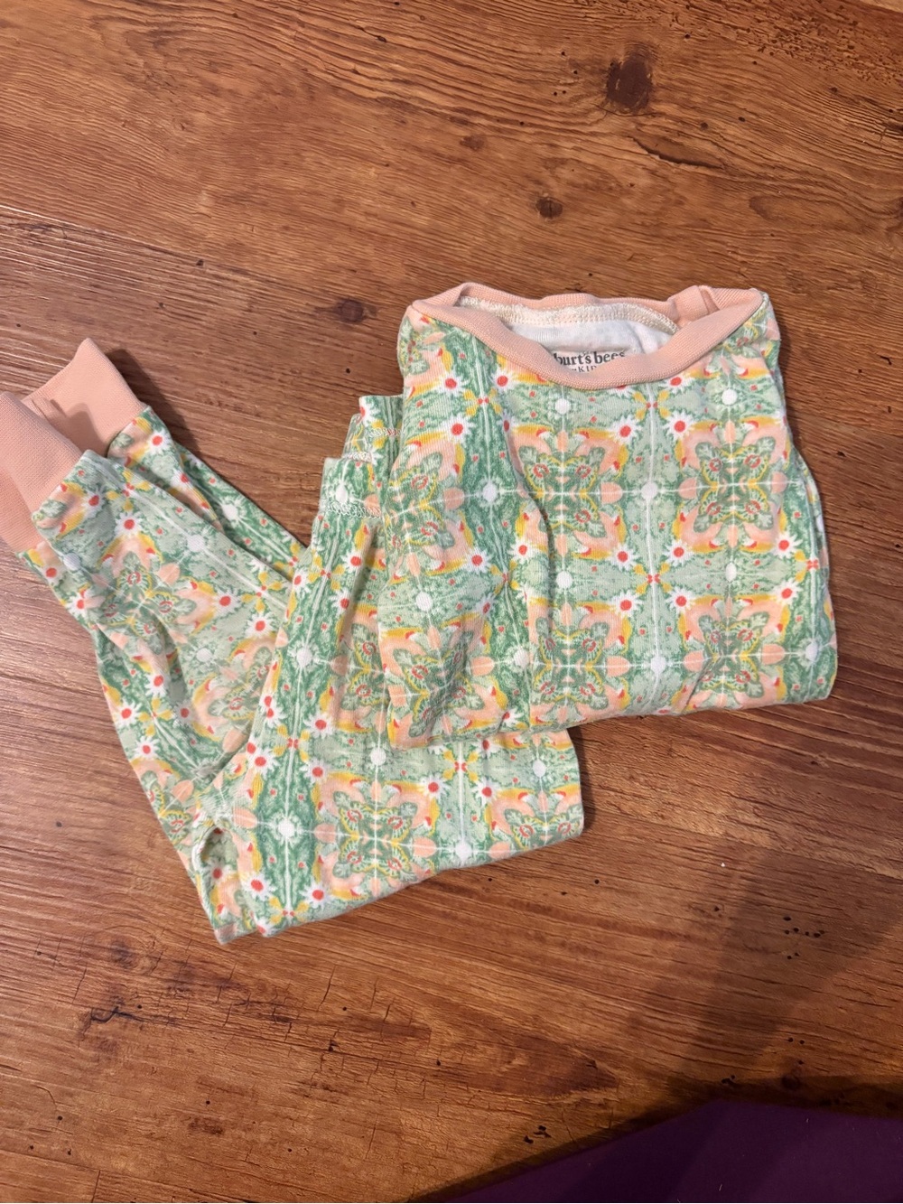 Burt’s bees Floral Green & Pink Kids Pajama Set